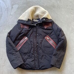 Coach 1941 Women Black Puffer Jacket Shearling Leather Yoke Star Lining 6 26720